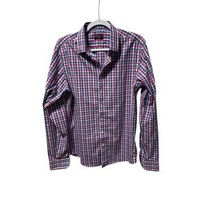 UNTUCKit Plaid Button Down Shirt Mens Medium Blue Red Long Sleeve Cotton